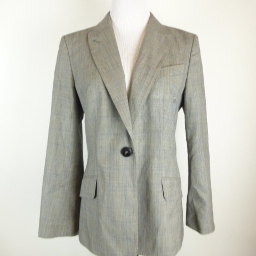 Piazza Sempione black gold gray plaid blazer i48 M
